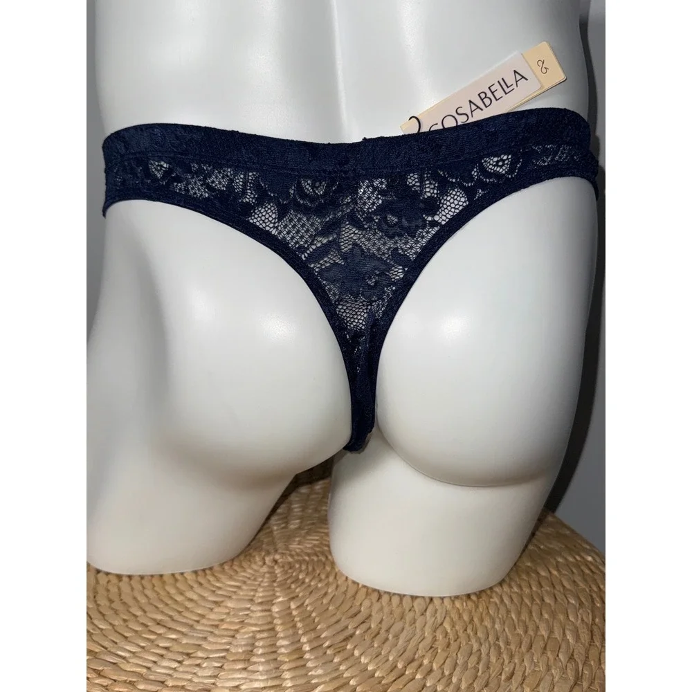 Cosabella Navy Blue Never Say Never Lace G-String Thong‎ Luxury Italian Lingerie